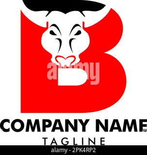 Initial Letter B with Bulls Design Logo Vector Graphic Branding Letter Element Stock Vector