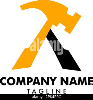 Initial letter A constructions logo with hammer Stock Vector