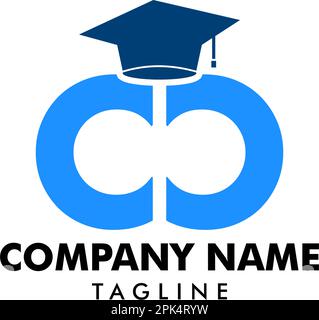Initial letter CC logo with graduation hat, Education theme concept design Stock Vector
