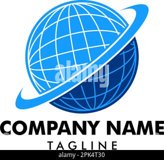 Global logo icon with swoosh graphic element Stock Vector