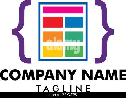 Coding Icon Logo Template Illustration Design Stock Vector