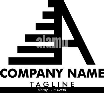 Initial Letter A with Stairs Logo Design Stock Vector