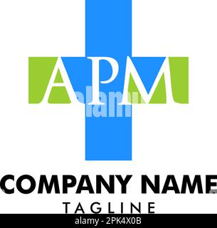 Initial Letter APM Cross Plus Logo Medical Healthcare Hospital