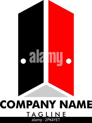 Double Door Logo Template Design Stock Vector