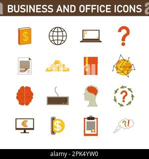Collection of multi-colored flat icons on the topic: business and ...