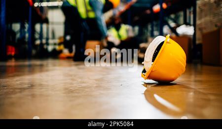 Warehouse staff having accident in the factory Stock Photo