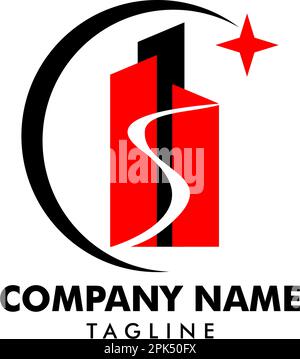 Building With Letter S Logo Design Stock Vector