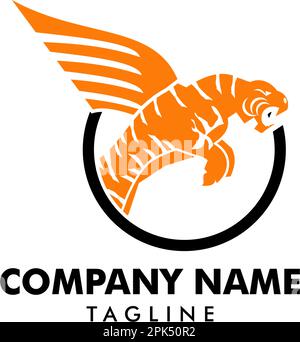 Tiger with wings vector logo design template Stock Vector
