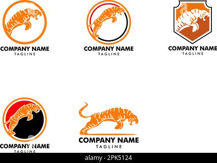 Set of Tiger vector icon logo mascot illustration Stock Vector
