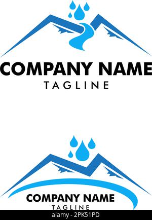 Set of Water Mountain Logo Design Template Element Stock Vector
