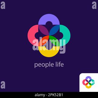 People life logo. Unique colorful design. Organization, unity and team logo template. vector. Stock Vector