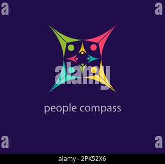 People compass logo. Unique colorful design. Abstract business orientation logo template. vector. Stock Vector