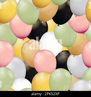 Realistic balloons seamless pattern background. Balloons for birthday, parties, weddings. Vector illustration. Stock Vector