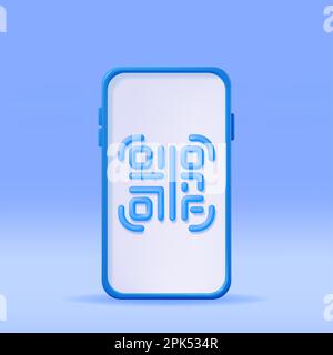 3d QR Code Icon on Smartphone. Stock Vector