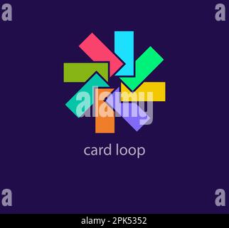 Modern rectangular card loop logo. Unique colorful design. Repeated loop logo template. vector. Stock Vector