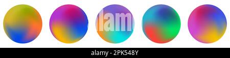 Circle holographic gradients set. Vector illustration isolated on white background Stock Vector