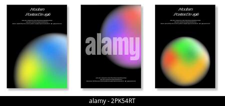 Set of poster covers with vibrant gradient shapes. Design can use for placards, banners, flyers, presentations and reports Stock Vector