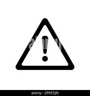 Attention icon. Warning caution board. Black warn exclamation mark in triangle. Problem message on banner. Sign alert isolated on white background Stock Vector