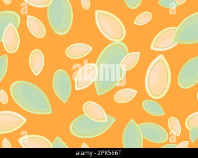 Pumpkin seeds seamless pattern. Healthy food with rich nutritional value. Background for wrapping paper, print, fabric and printing. Vector illustrati Stock Vector
