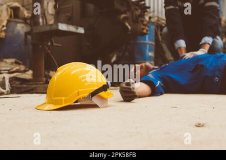 Engineer worker with accident at factory, Injury from machine working ...