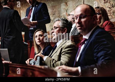 Antonin Burat / Le Pictorium -  Government question session of 4 April 2023 at the National Assembly  -  4/4/2023  -  France / Ile-de-France (region) / Paris  -  Session of questions to the government of April 4, 2023, in the French National Assembly. Stock Photo