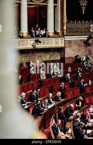 Antonin Burat / Le Pictorium -  Government question session of 4 April 2023 at the National Assembly  -  4/4/2023  -  France / Ile-de-France (region) / Paris  -  Government question session of 4 April 2023 at the National Assembly. Stock Photo