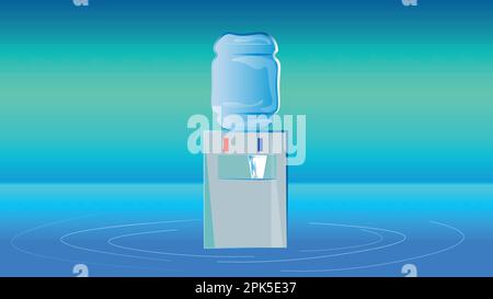 A water cooler stands on a water feature. Water is the most precious thing in this world for life. health Stock Vector