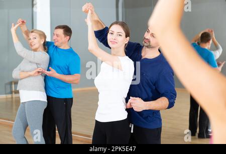 Adults learning to dance kizomba Stock Photo