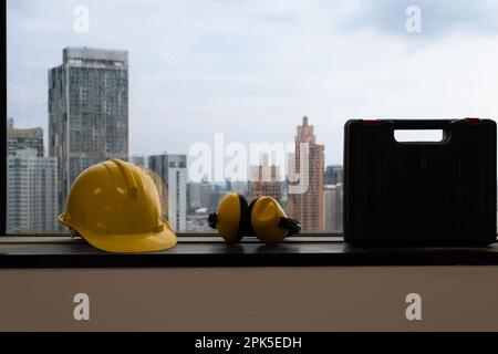 Construction site, Building Construction site, Safety first equipment Stock Photo