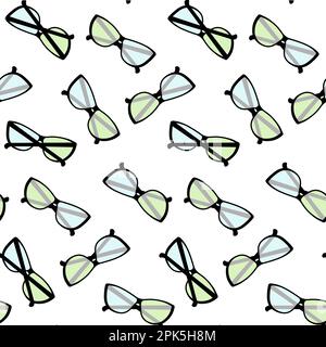 Seamless pattern of glasses with black frames and colored lenses. Happy glasses day. Isolate. Good for web, backdrop or poster, banner, brochure or price tag, label, showcase or invitation cards. EPS Stock Vector