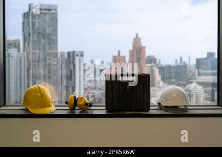 Construction site, Building Construction site, Safety first equipment Stock Photo