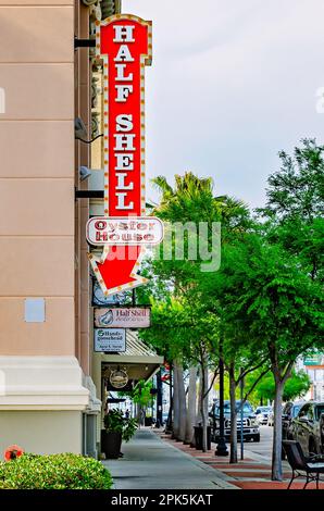 Half Shell Oyster House is pictured on 13th Street, April 2, 2023, in Gulfport, Mississippi. The restaurant specializes in New Orleans-style seafood. Stock Photo