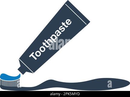 Toothbrush with Toothpaste and tube icon. Flat style vector EPS. Stock Vector
