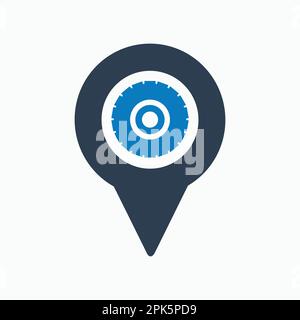 Car service location icon. Flat style vector EPS. Stock Vector