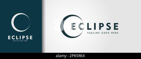 eclipse logo design inspiration . eclipse negative space logo . eclipse logo template Stock Vector