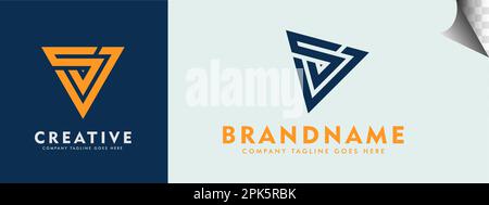 logotype combination initial letter S V triangle shape. brand identity logos vector, modern logo, Logo Designs Vector Illustration Template Stock Vector