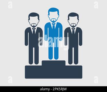 Winner Icon. Male symbol  on podium. Flat style vector EPS. Stock Vector