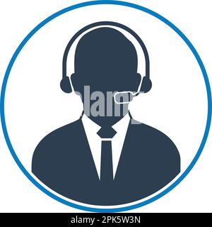 Customer Service Icon with headphone symbol. Flat style vector EPS. Stock Vector