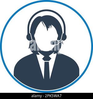 Female Customer Service Icon. Flat style vector EPS. Stock Vector