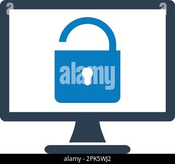Insecure computer protection icon. Flat style vector EPS. Stock Vector