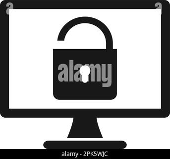 Insecure computer protection icon. Flat style vector EPS. Stock Vector