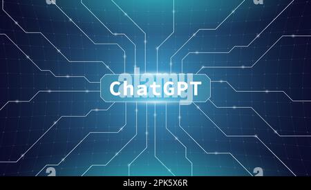 Modern vector banner ChatGPT. AI-powered chatbot utilizing OpenAI GPT technology and artificial general intelligence concept for seamless digital communication. EPS illustration Stock Vector