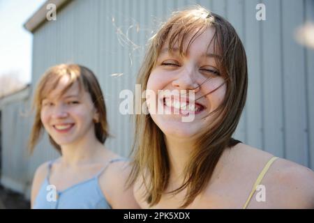 two sisters together Stock Photo