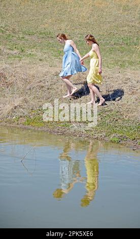 two sisters together Stock Photo
