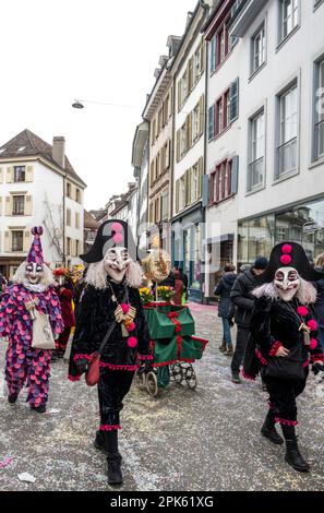 marching clique in Costume at the Basel Fasnacht children's parade in ...