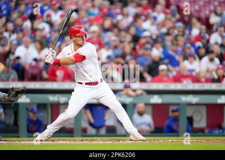 Cincinnati Reds' Luke Maile (22) celebrates with first base coach ...