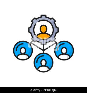 Leaders partnership management, exchange and cooperation color ERP icon. Vector enterprise resource planning and regulation, partners meeting Stock Vector