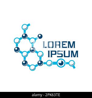 Molecule icon, isolated vector scientific laboratory sign with interlocking molecular shapes, Symbol of innovation and scientific advancement in chemi Stock Vector