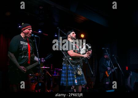 Piper, Aspy Luison, bagpipes, The Real McKenzies, Canadian Celtic punk band  in concert Stock Photo - Alamy