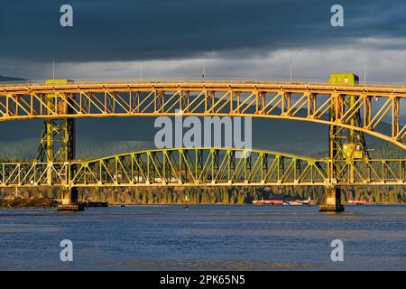 Ironworkers Memorial Bridge, 2nd Narrows Railway Bridge, Vancouver, British Columbia, Canada Stock Photo